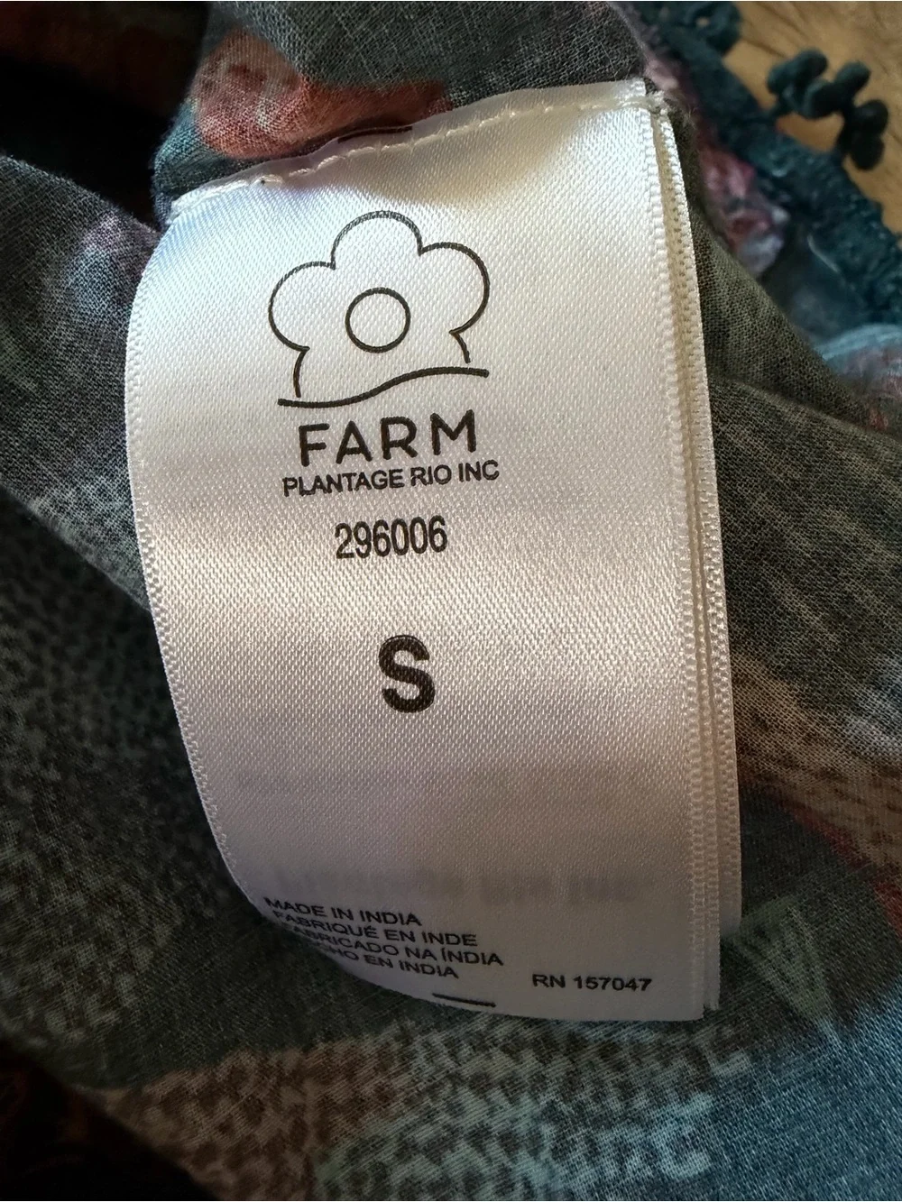 FARM Rio Vibrant Floral Embroidered Puff Sleeve Cotton Top - Size Small